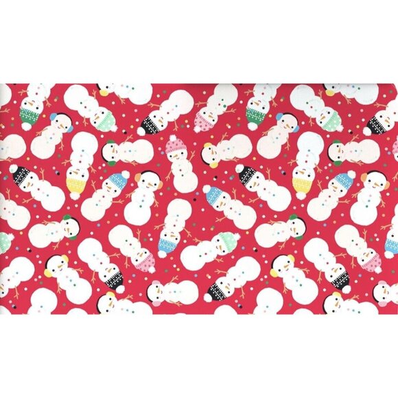 Hallmark Wrapping Paper Christmas Snowman on Red/Green Stripes Reversible 35 sq - Picture 1 of 4